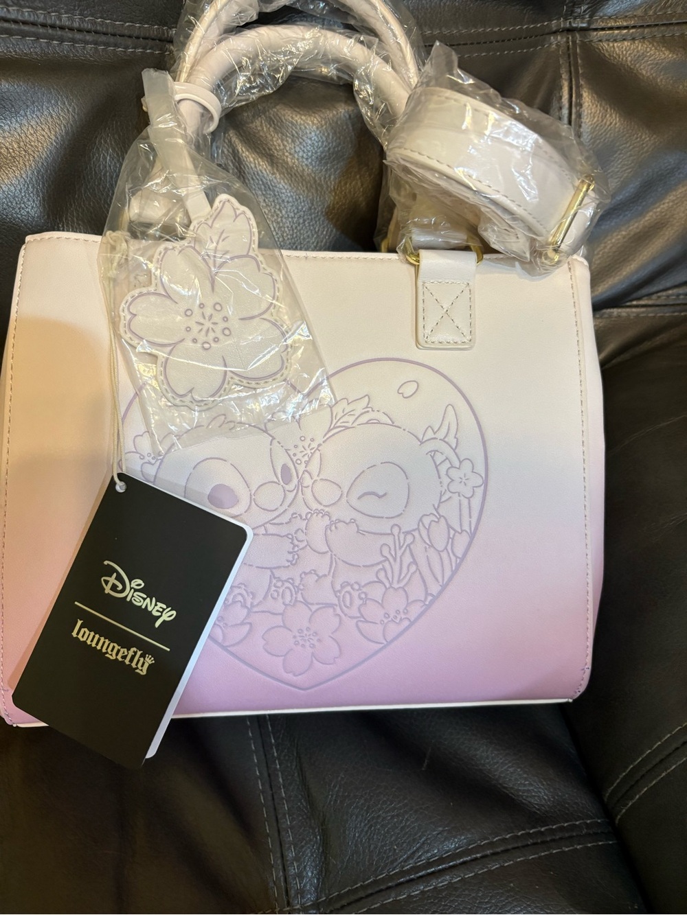Loungefly Pink Gradient Stitch & Angel Heart Satchel